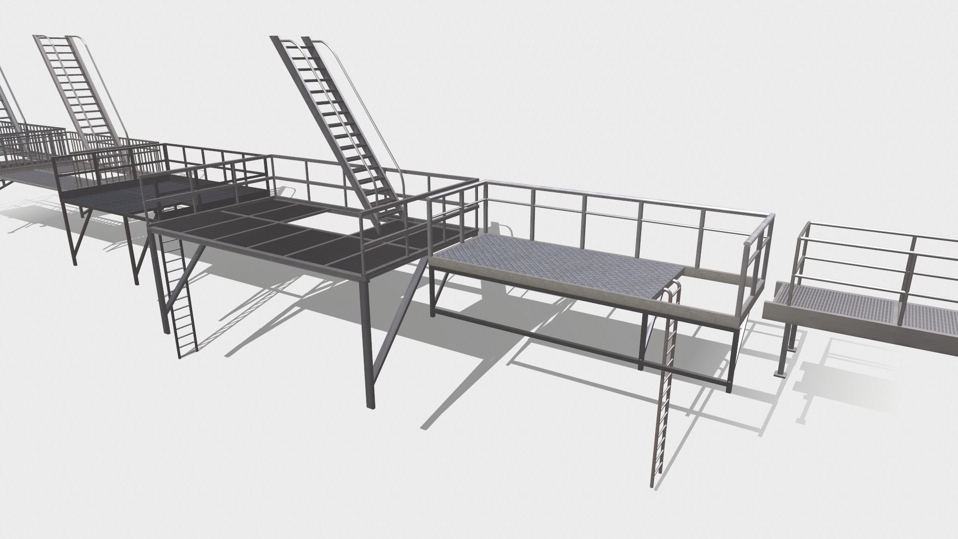 Fire ladders and platforms 3D model_14