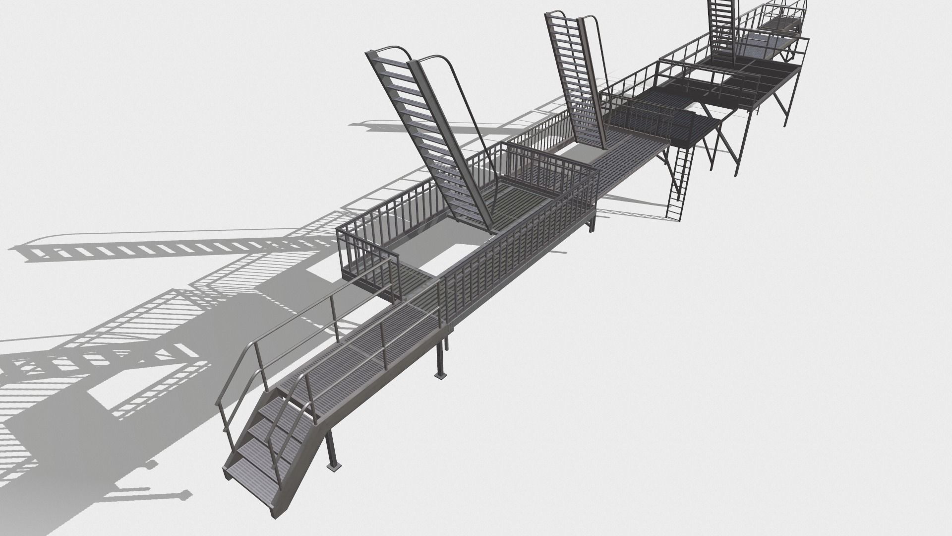 Fire ladders and platforms 3D model_8