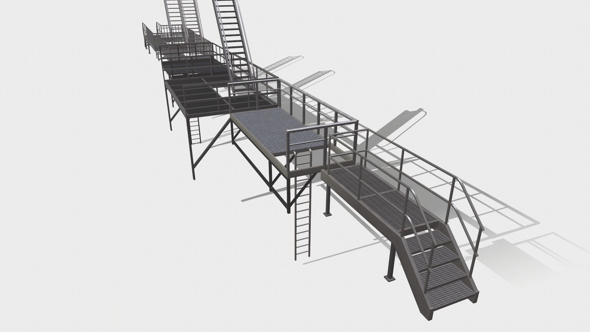 Fire ladders and platforms 3D model_9