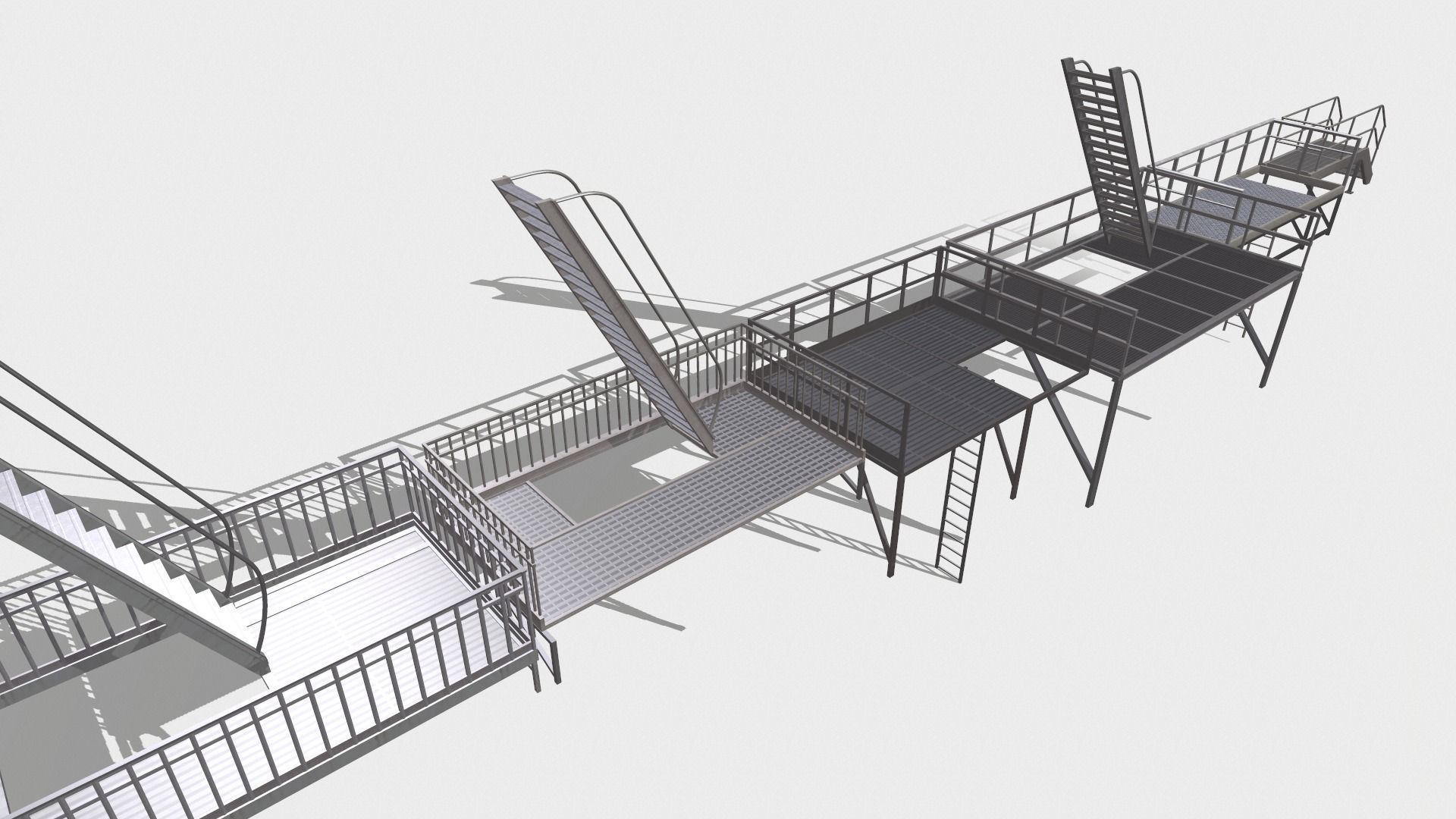 Fire ladders and platforms 3D model_13