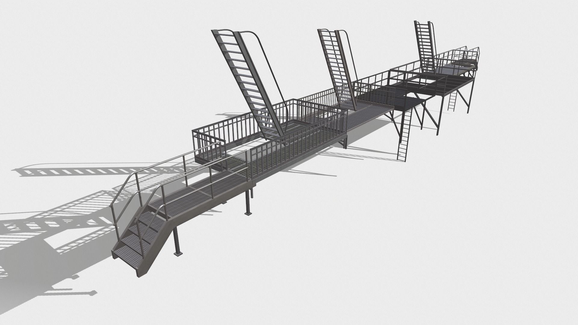 Fire ladders and platforms 3D model_5