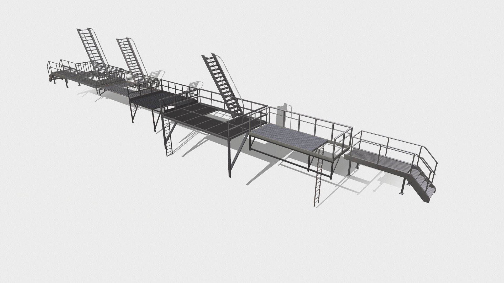 Fire ladders and platforms 3D model_4