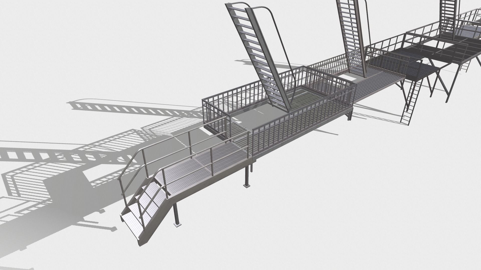 Fire ladders and platforms 3D model_12