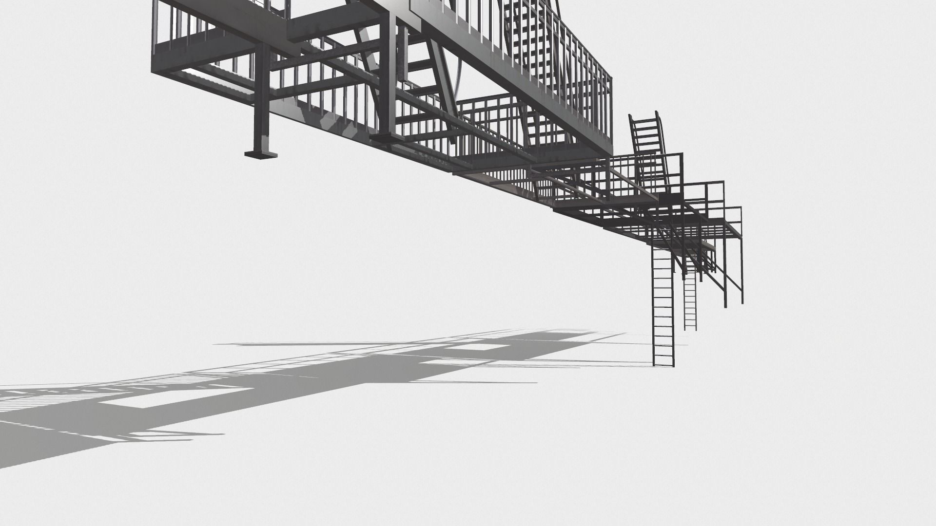 Fire ladders and platforms 3D model_2
