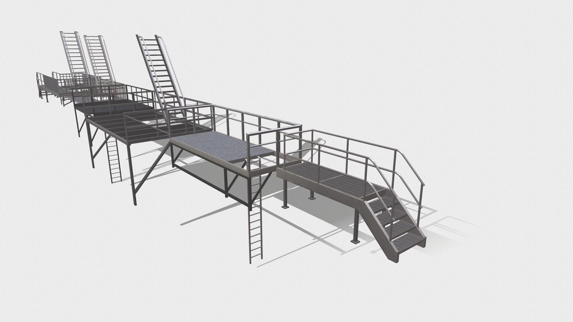 Fire ladders and platforms 3D model_3