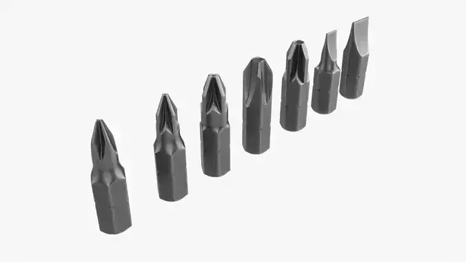 Bit set for screwdriver 3D model