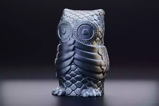 Mystical owl with closed mouth 3D print model