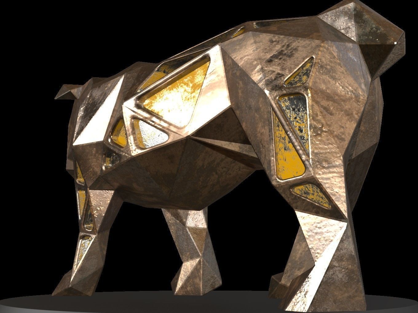 Steampunk Bulldog Low-poly 3D model_3