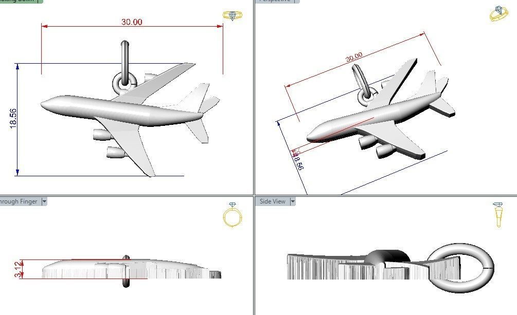 Pendant plane 3D print model_1
