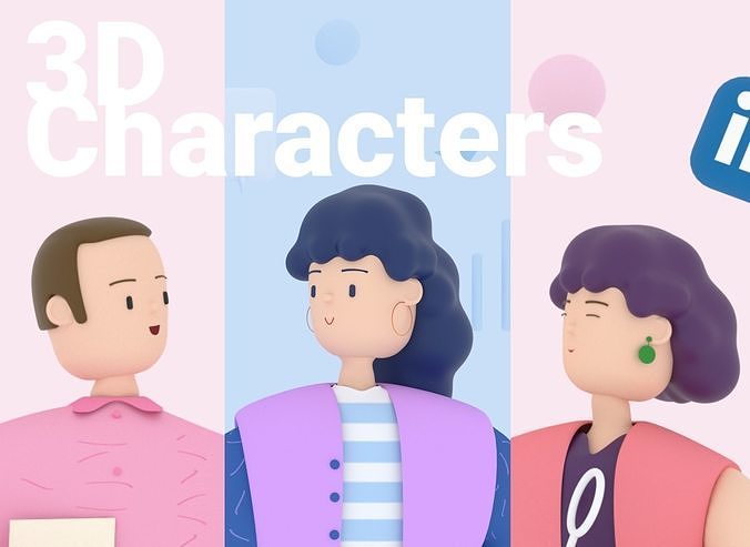 3d Low-Poly Cartoon Characters pack Low-poly 3D model