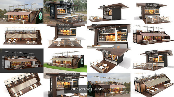 Coffee pavilions 3D Model Collection