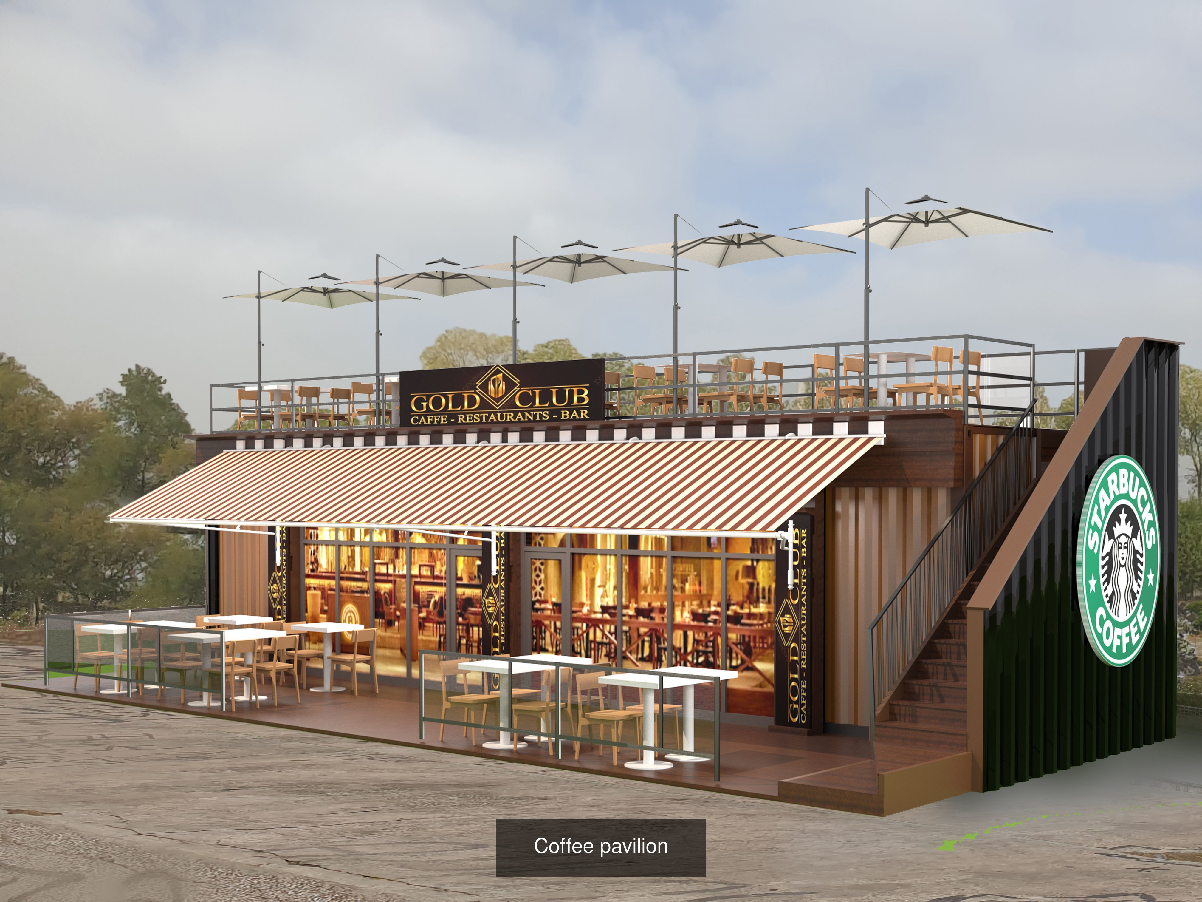 Coffee pavilions 3D Model Collection_1