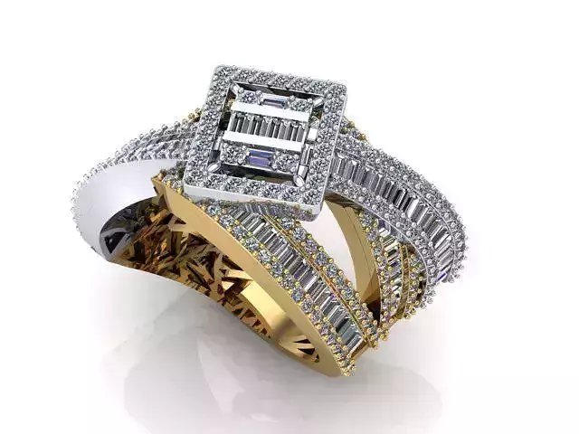 Baguette big square face ring 2