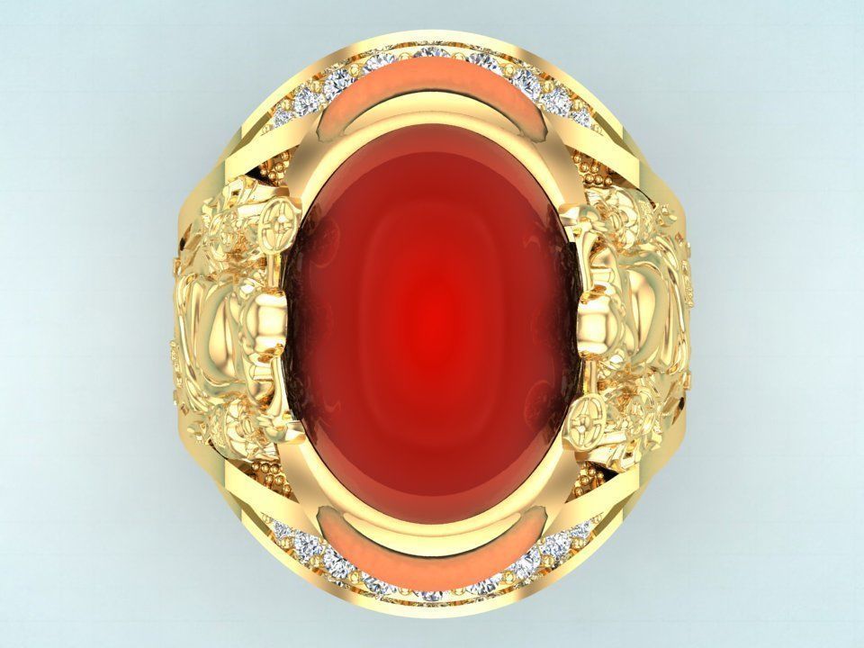 Maitreya Buddhas ring - God of wealth ring - Caishen ring - N315 3D print model_4