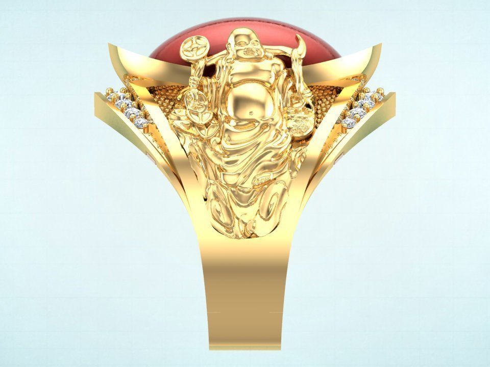 Maitreya Buddhas ring - God of wealth ring - Caishen ring - N315 3D print model_5