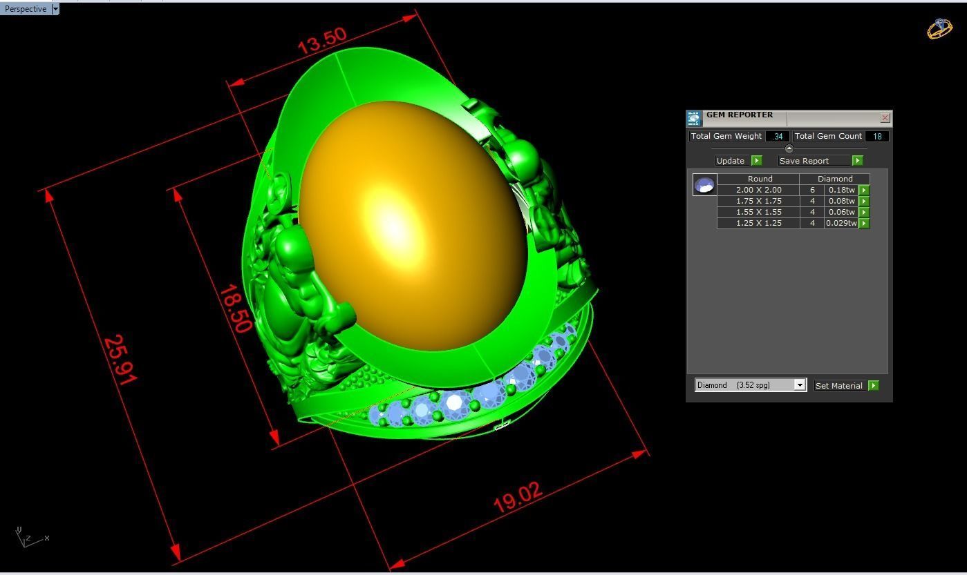 Maitreya Buddhas ring - God of wealth ring - Caishen ring - N315 3D print model_7