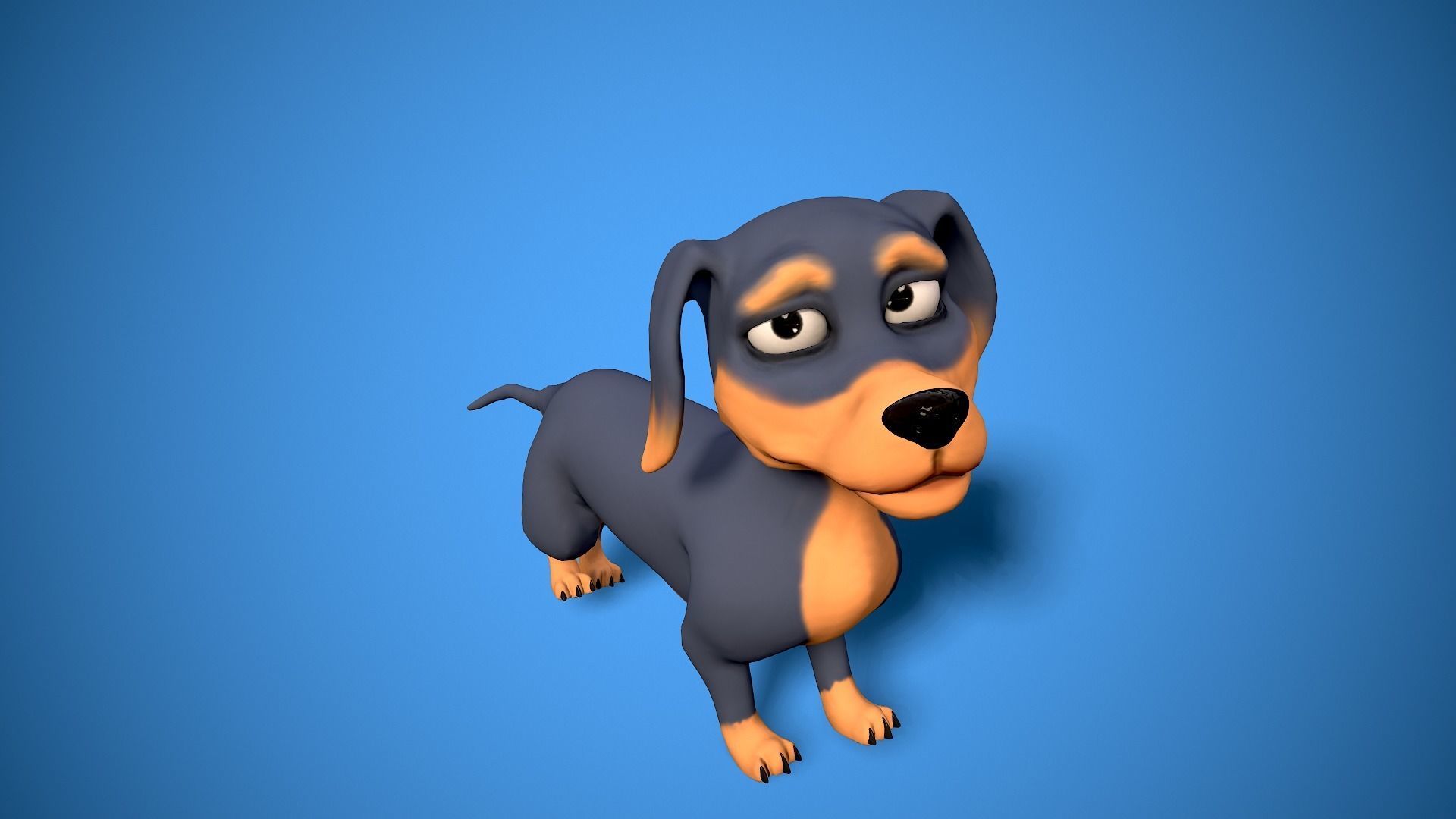 cartoon dachshund Low-poly 3D model_12