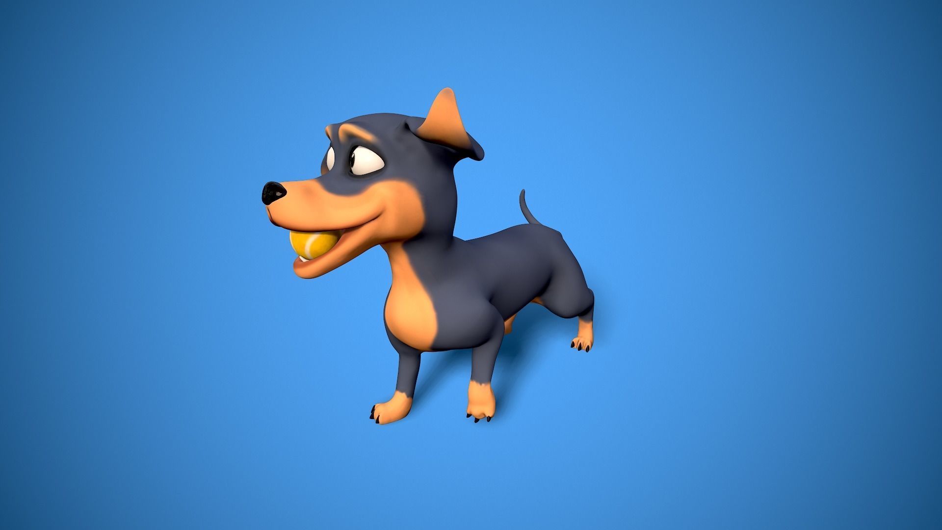 cartoon dachshund Low-poly 3D model_2