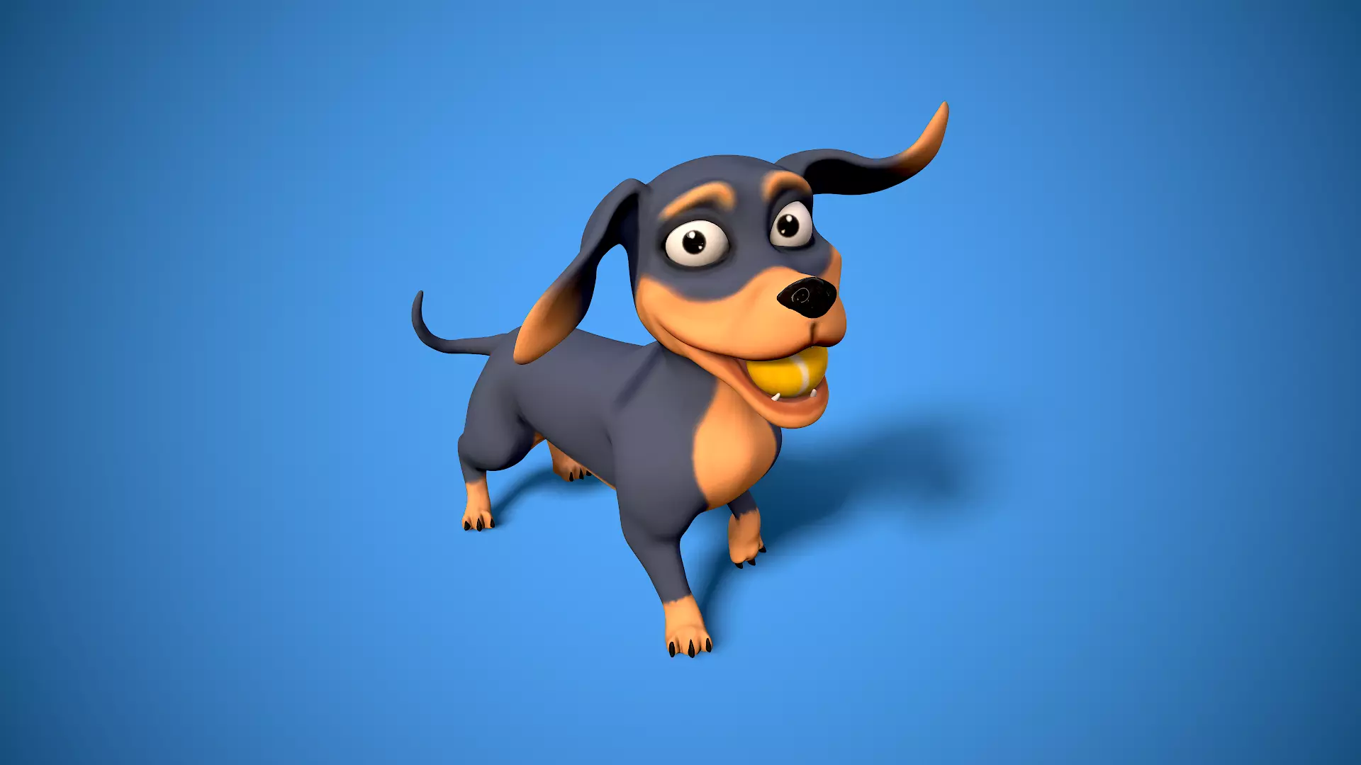 cartoon dachshund Low-poly 3D model_0