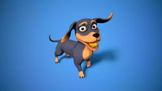 cartoon dachshund Low-poly 3D model