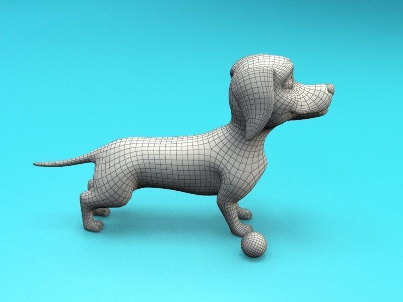 cartoon dachshund Low-poly 3D model_13