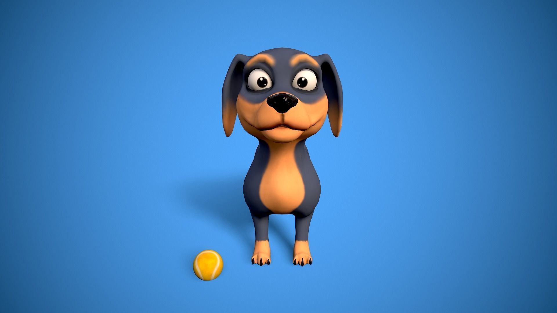 cartoon dachshund Low-poly 3D model_8
