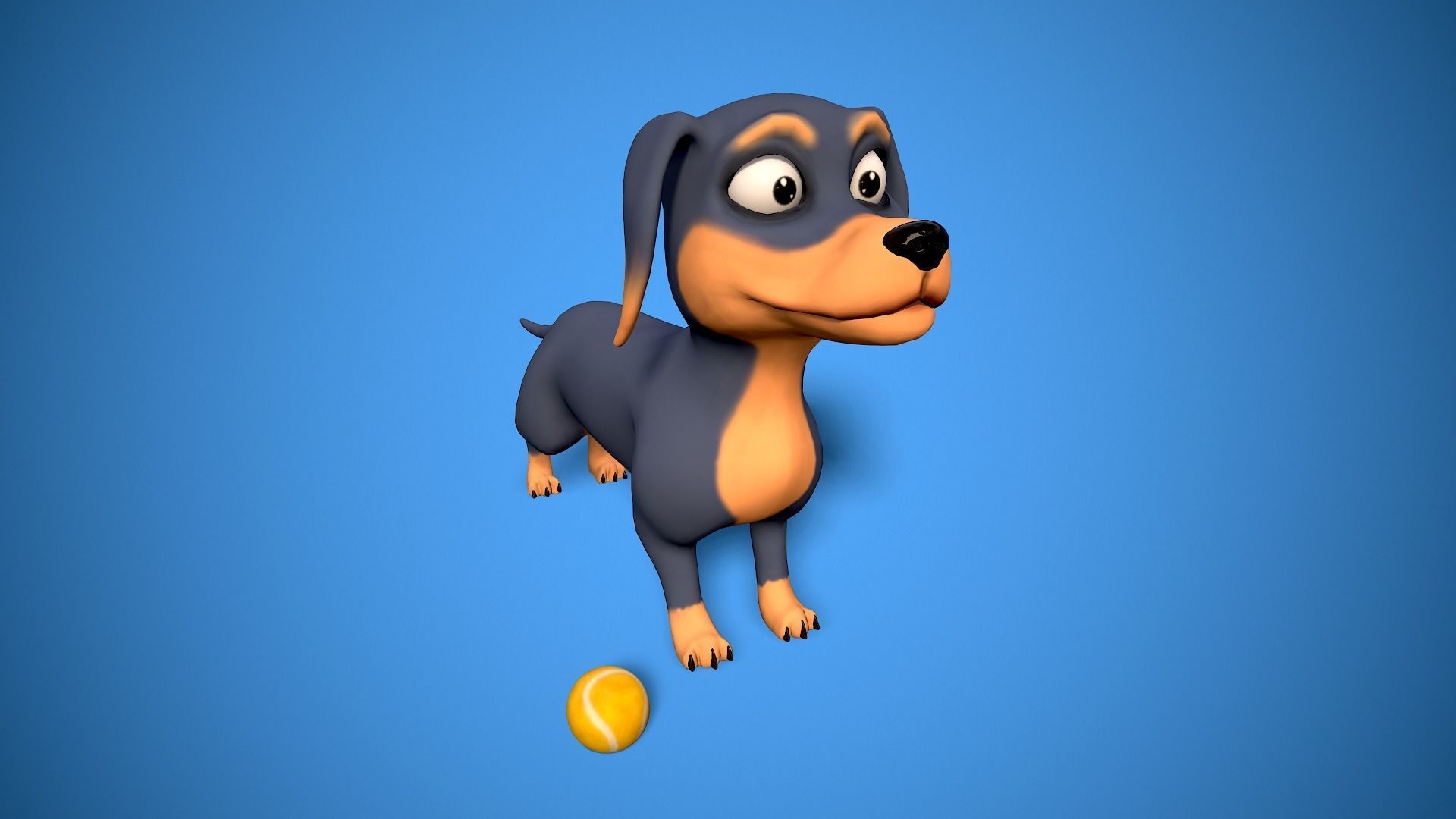 cartoon dachshund Low-poly 3D model_3
