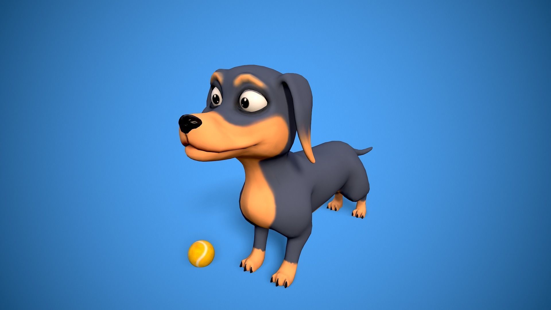 cartoon dachshund Low-poly 3D model_10