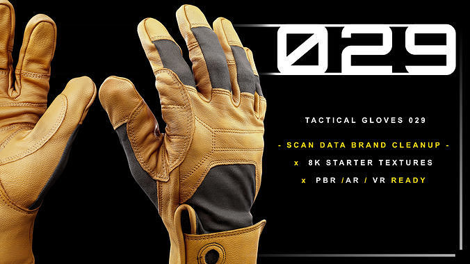 Tactical Gloves 029 Low-poly 3D model