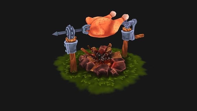 Spit roast Low-poly 3D model