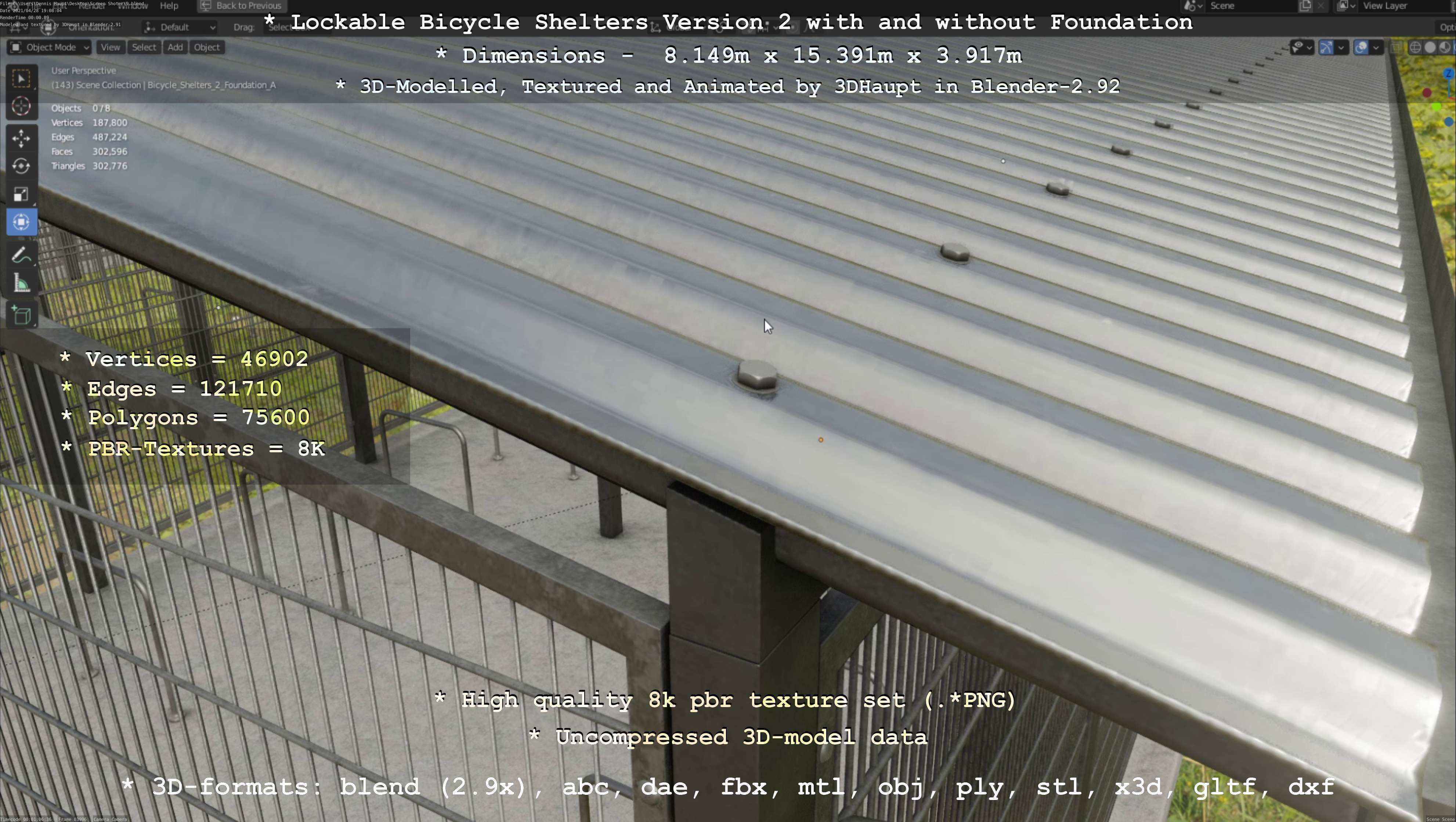 Lockable Bicycle Shelters Version 2 - Fahrradboxen Low-poly 3D model_55