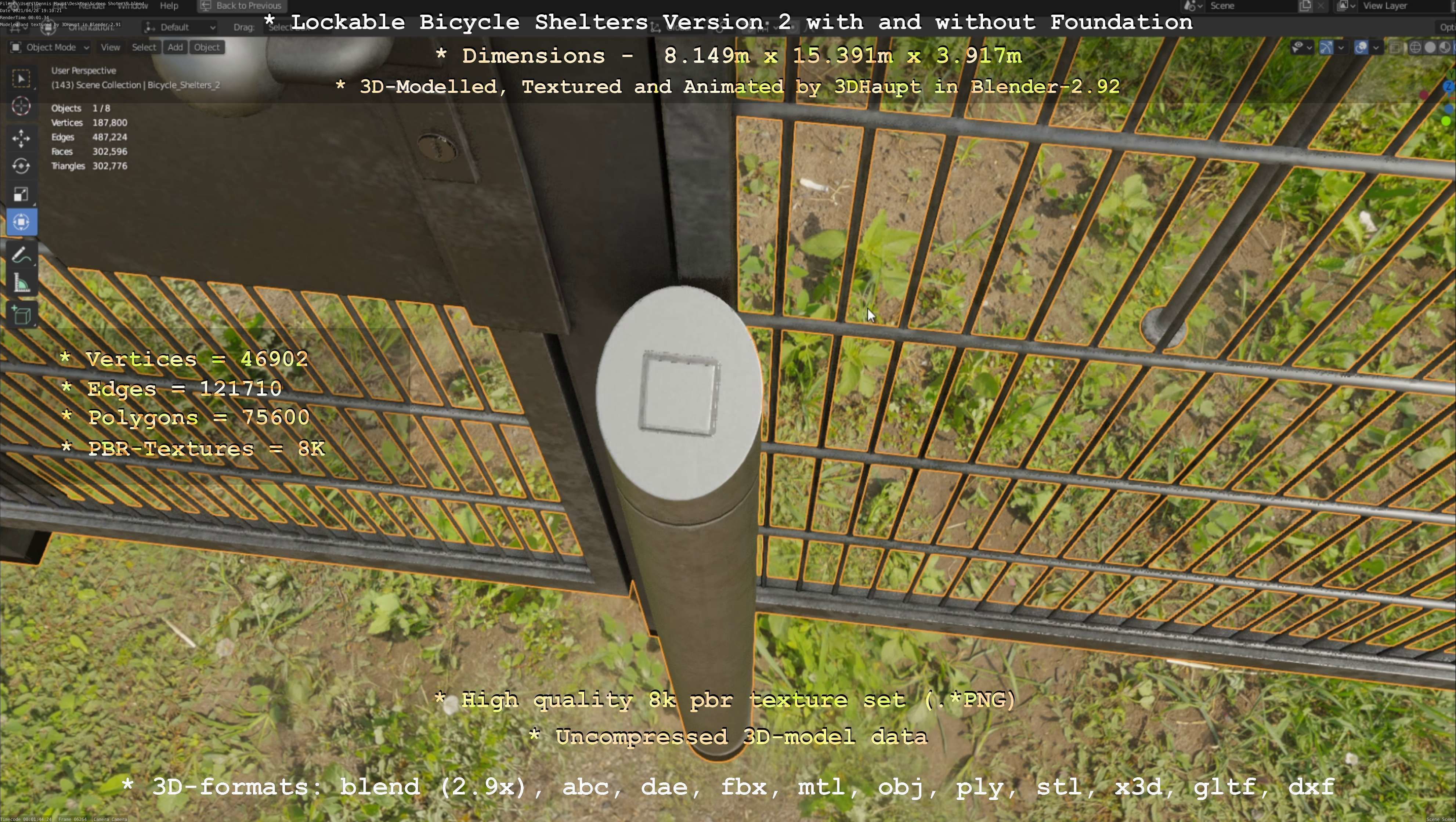 Lockable Bicycle Shelters Version 2 - Fahrradboxen Low-poly 3D model_77