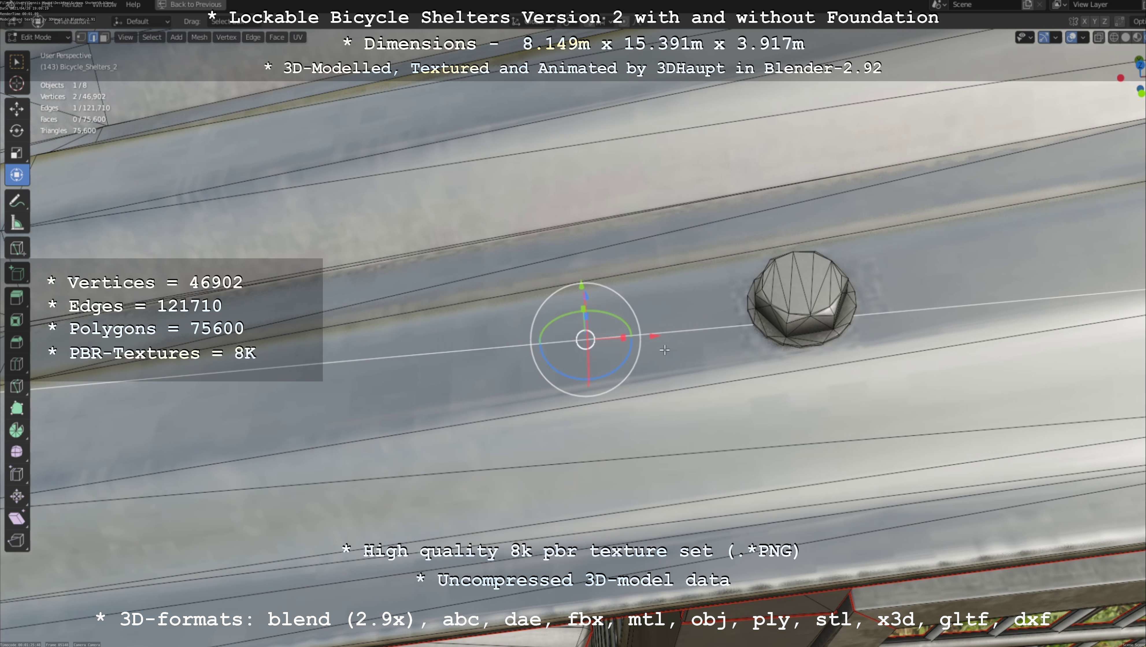 Lockable Bicycle Shelters Version 2 - Fahrradboxen Low-poly 3D model_64