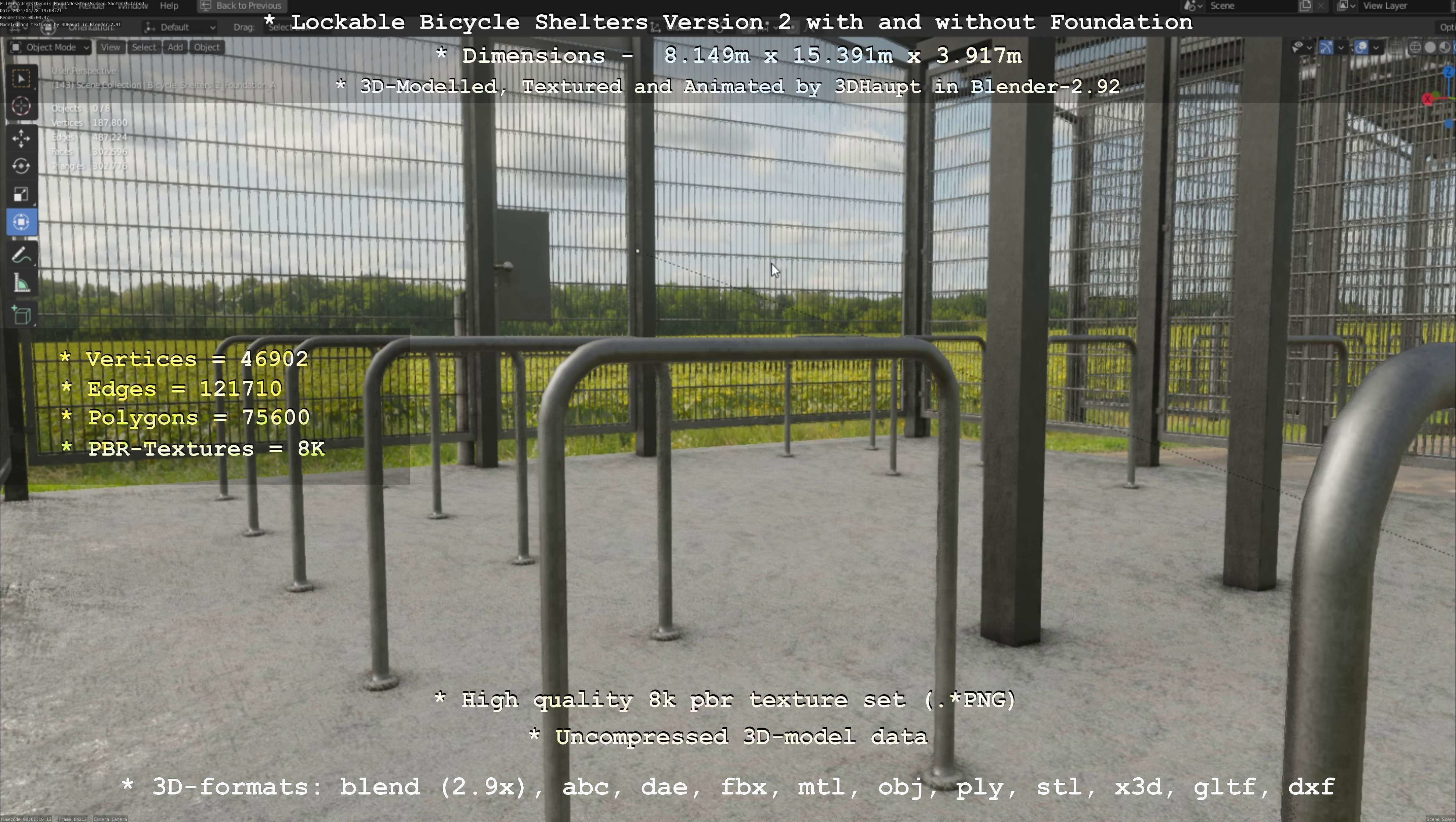 Lockable Bicycle Shelters Version 2 - Fahrradboxen Low-poly 3D model_137