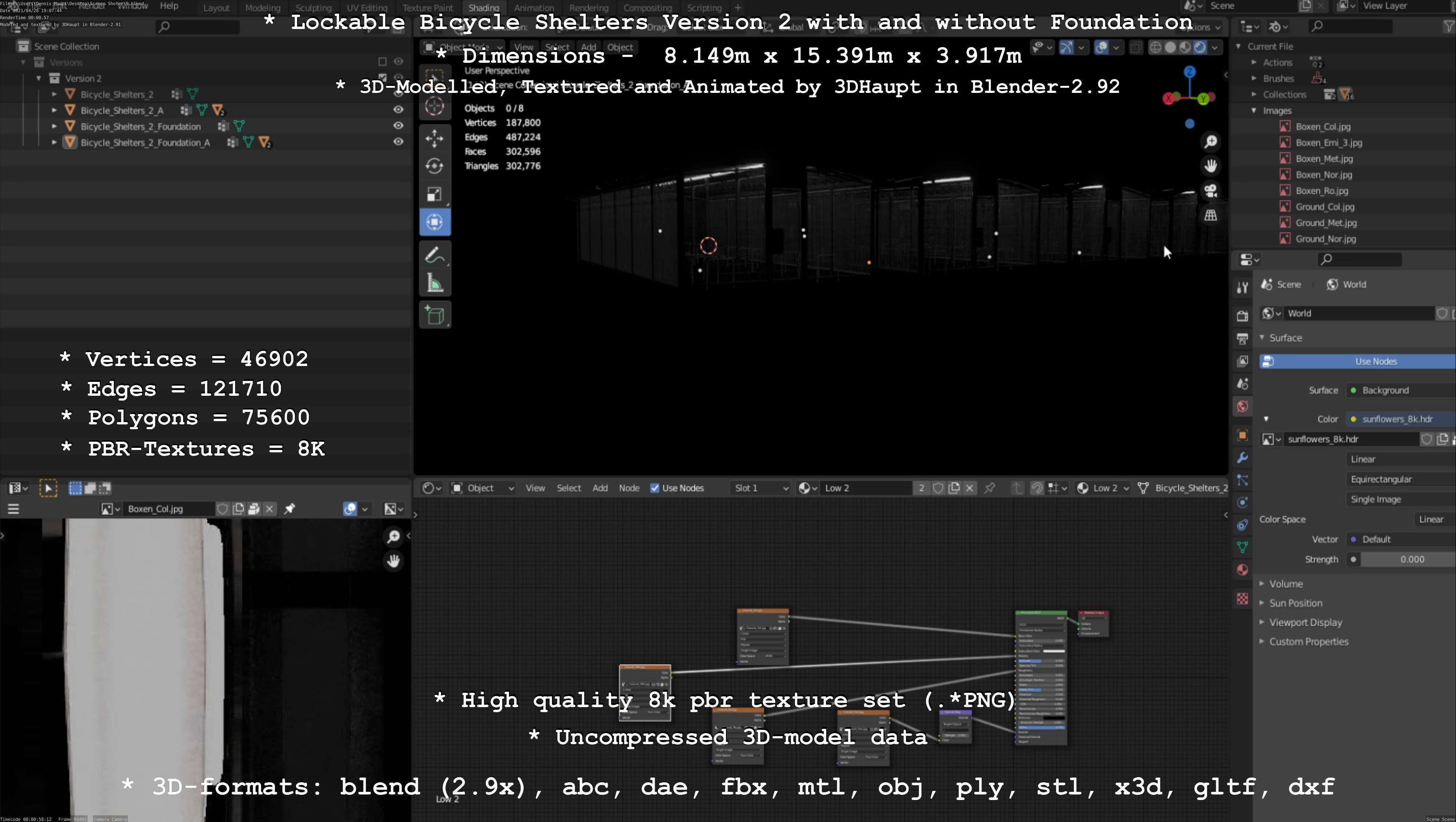 Lockable Bicycle Shelters Version 2 - Fahrradboxen Low-poly 3D model_132