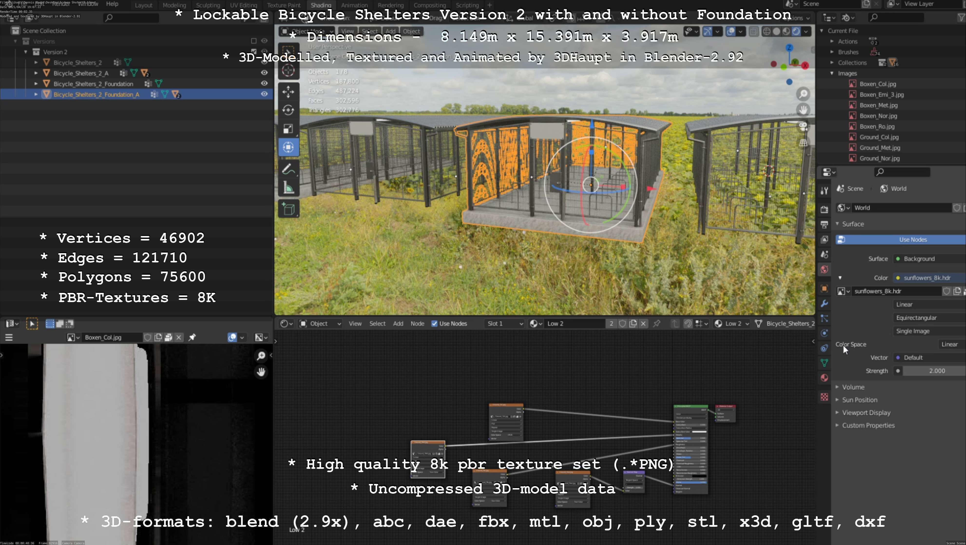 Lockable Bicycle Shelters Version 2 - Fahrradboxen Low-poly 3D model_129