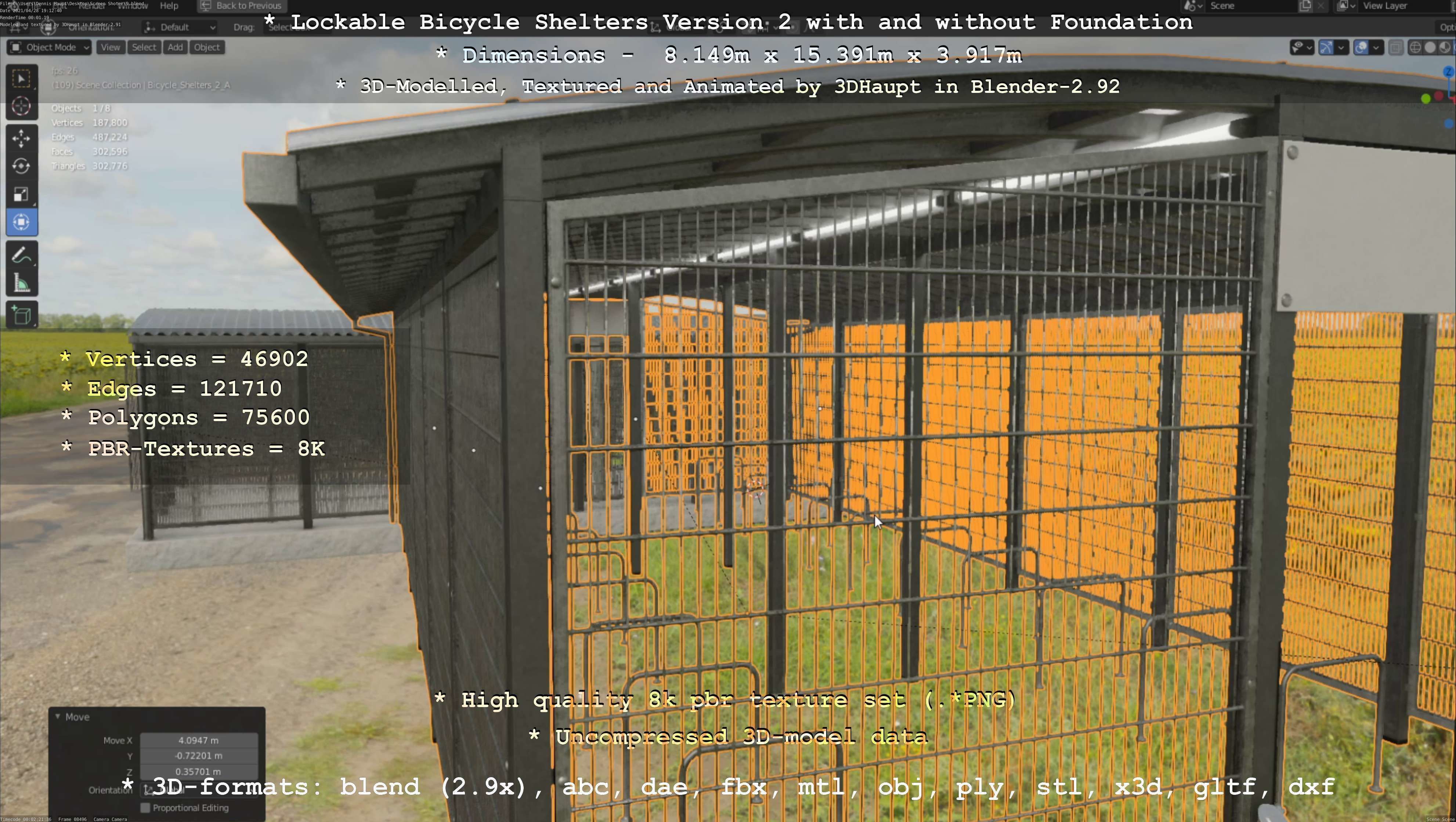Lockable Bicycle Shelters Version 2 - Fahrradboxen Low-poly 3D model_86