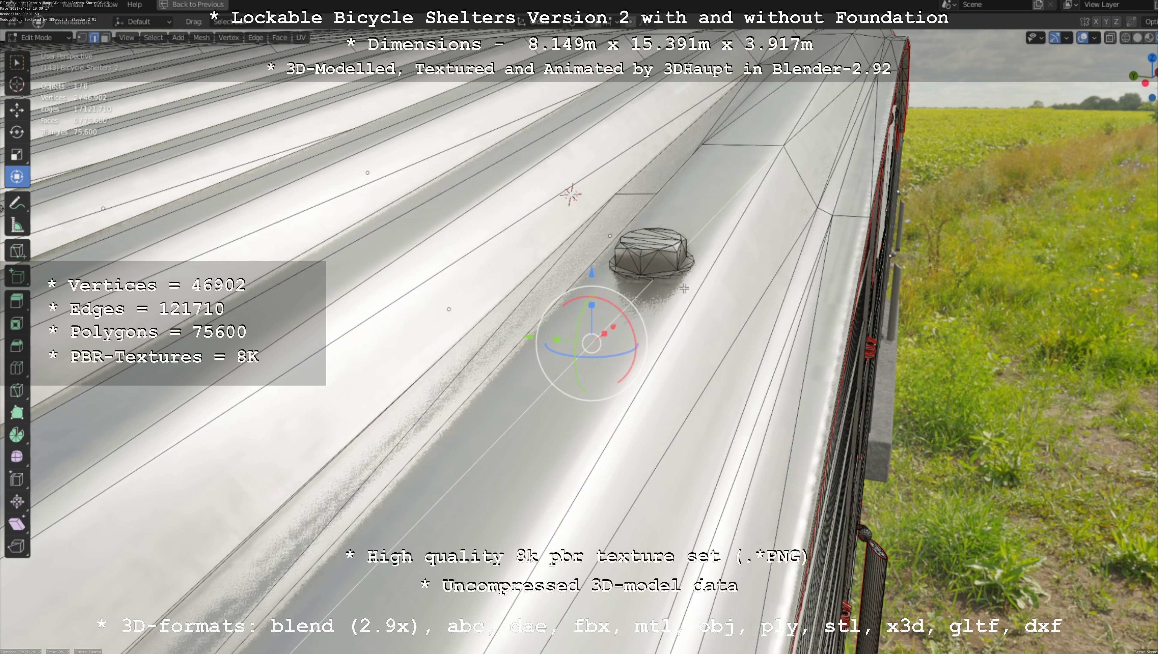 Lockable Bicycle Shelters Version 2 - Fahrradboxen Low-poly 3D model_65