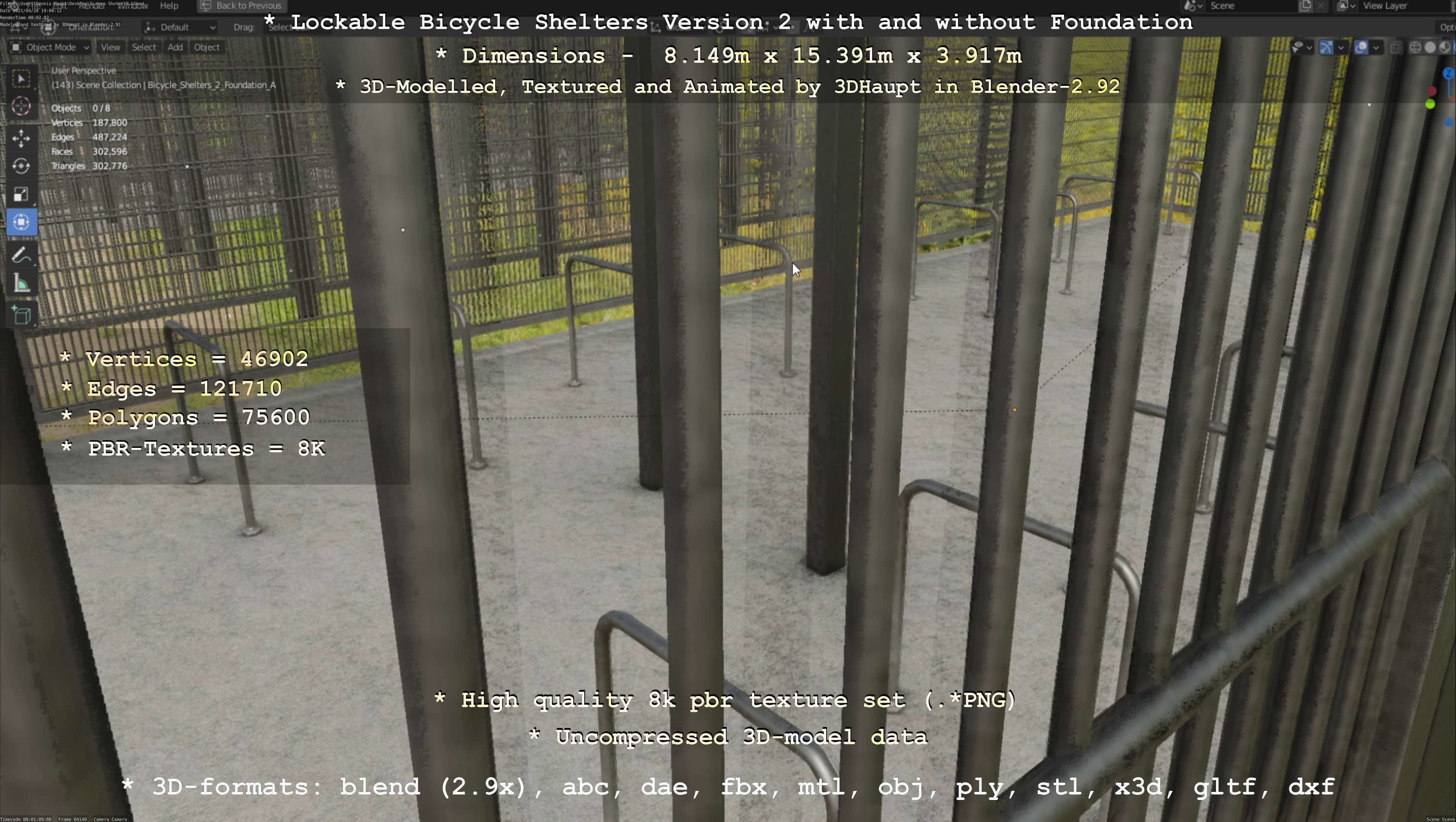 Lockable Bicycle Shelters Version 2 - Fahrradboxen Low-poly 3D model_53