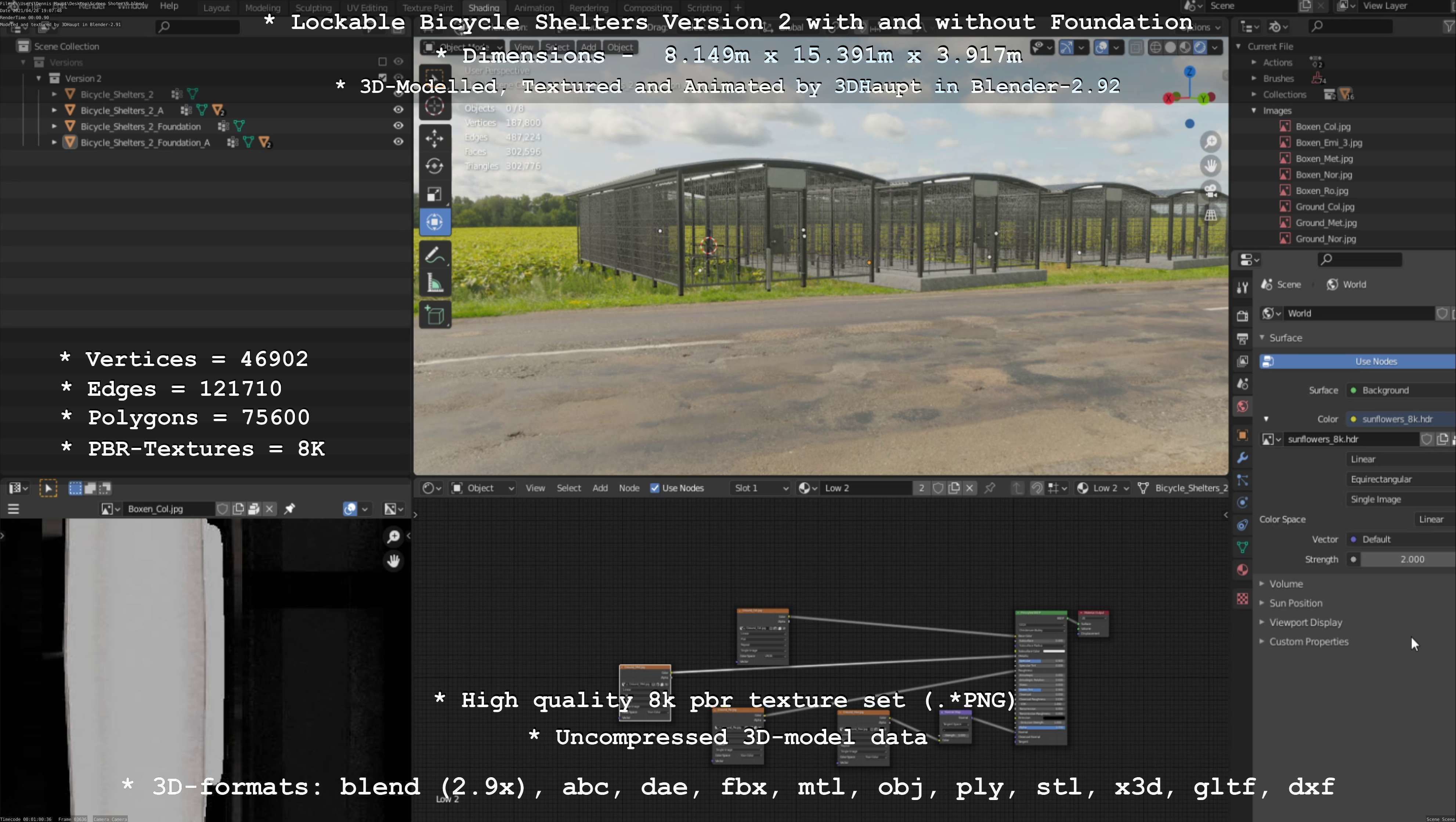 Lockable Bicycle Shelters Version 2 - Fahrradboxen Low-poly 3D model_47