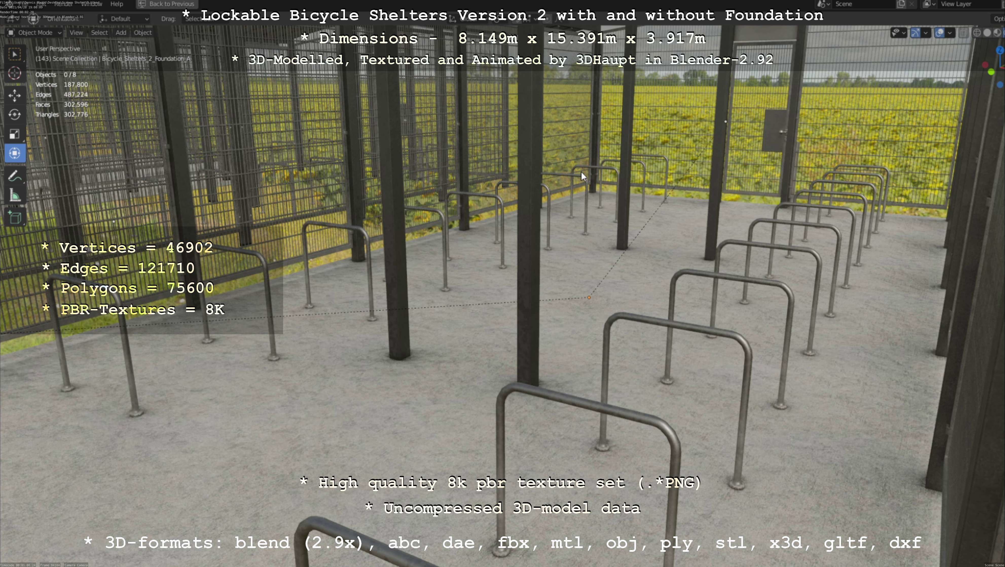 Lockable Bicycle Shelters Version 2 - Fahrradboxen Low-poly 3D model_54