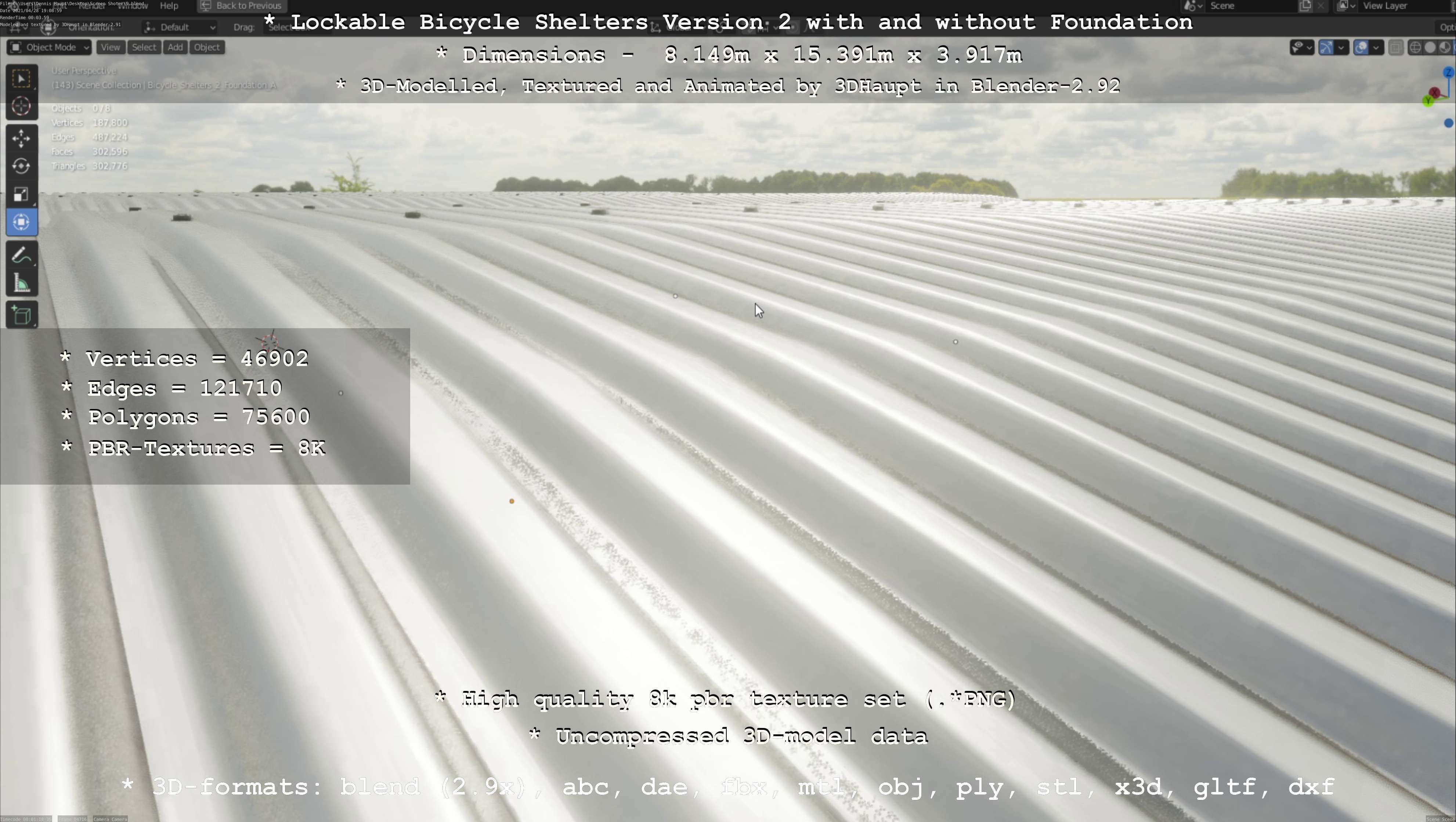 Lockable Bicycle Shelters Version 2 - Fahrradboxen Low-poly 3D model_59