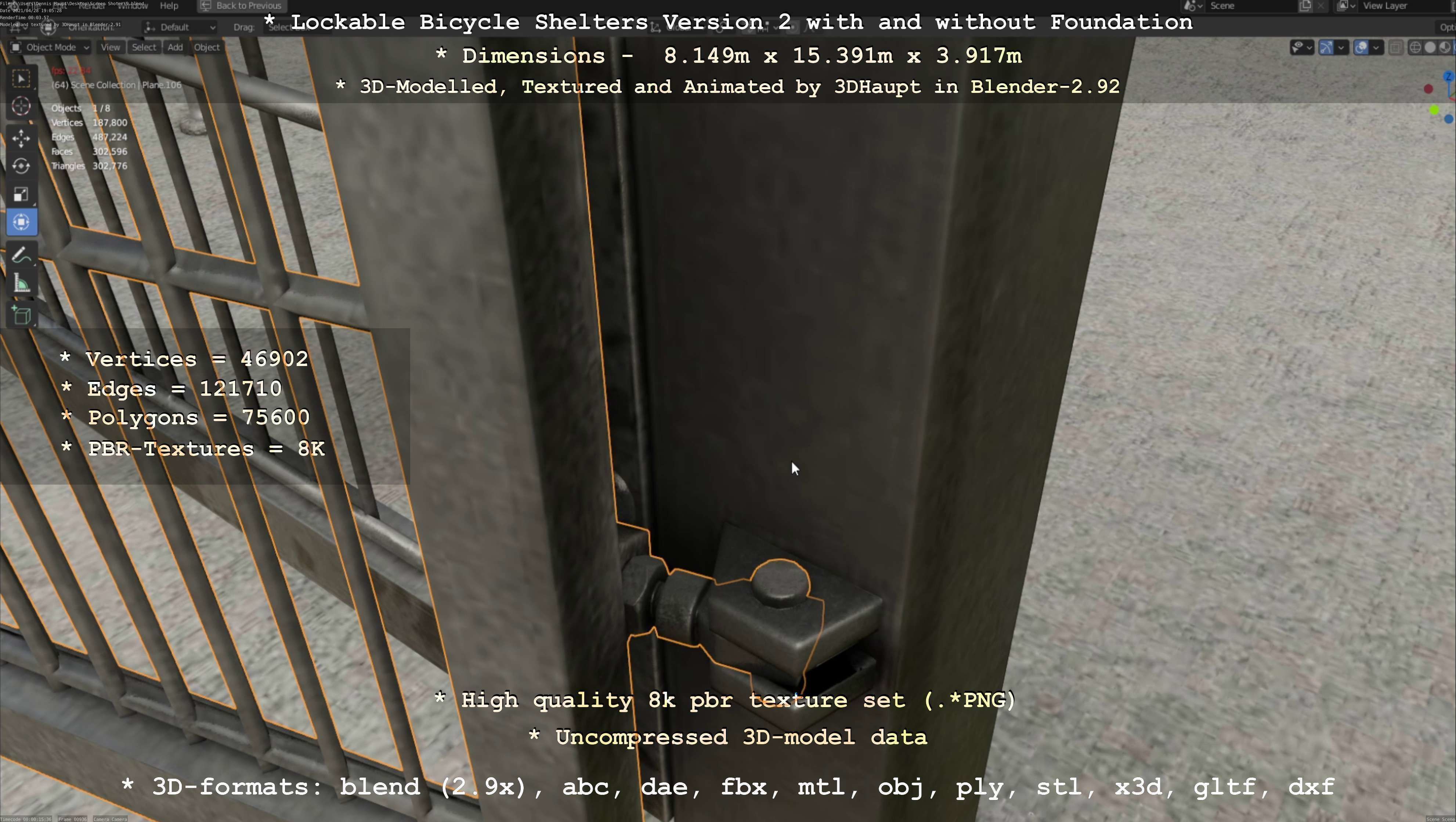 Lockable Bicycle Shelters Version 2 - Fahrradboxen Low-poly 3D model_27