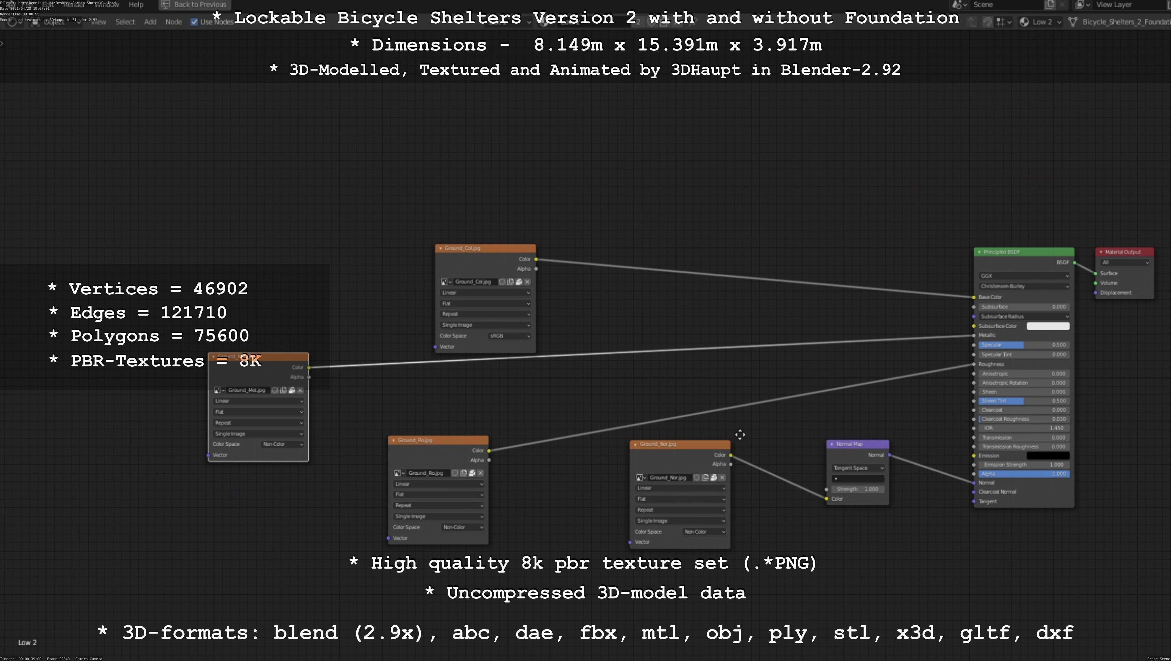 Lockable Bicycle Shelters Version 2 - Fahrradboxen Low-poly 3D model_125