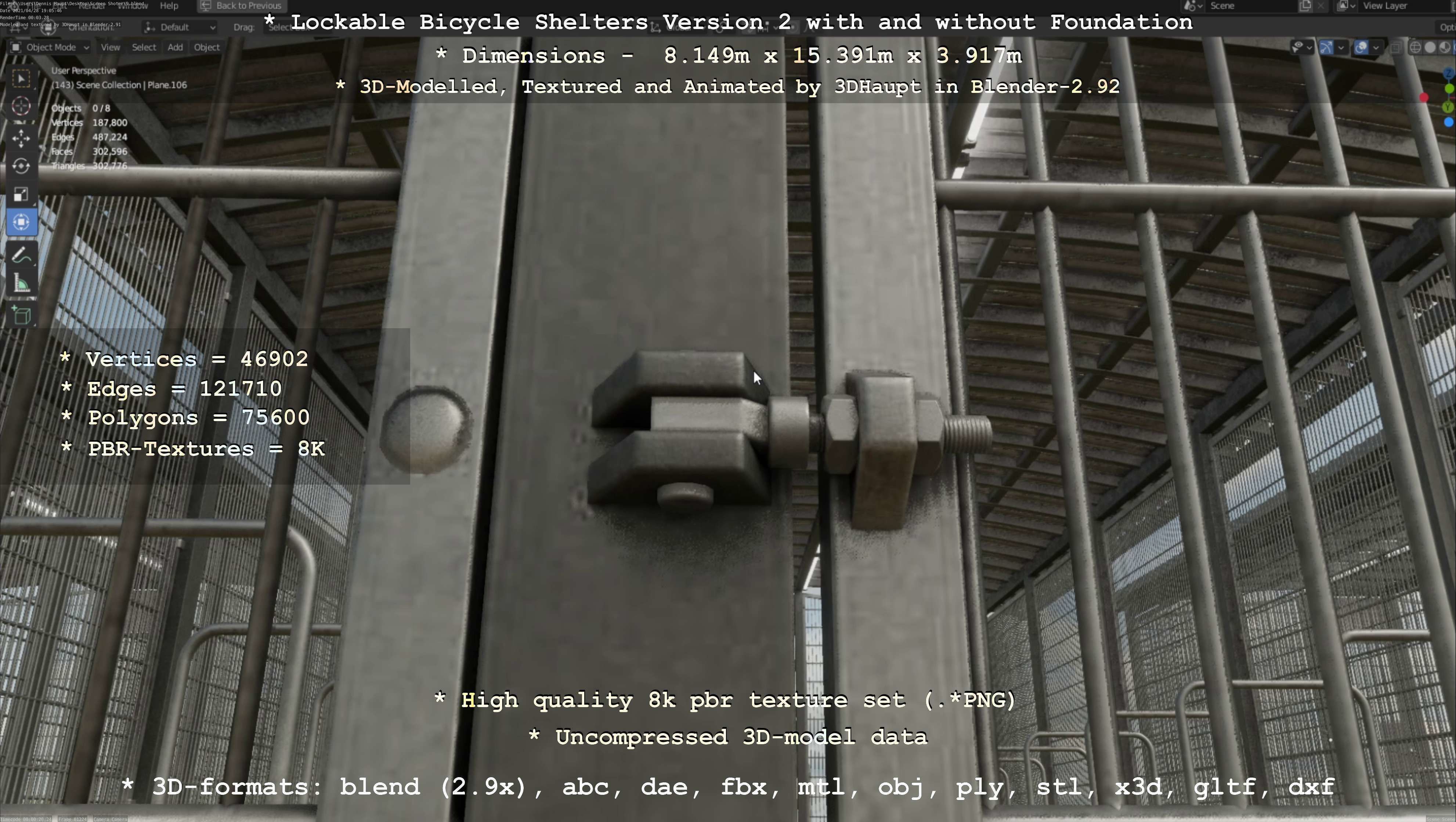 Lockable Bicycle Shelters Version 2 - Fahrradboxen Low-poly 3D model_118