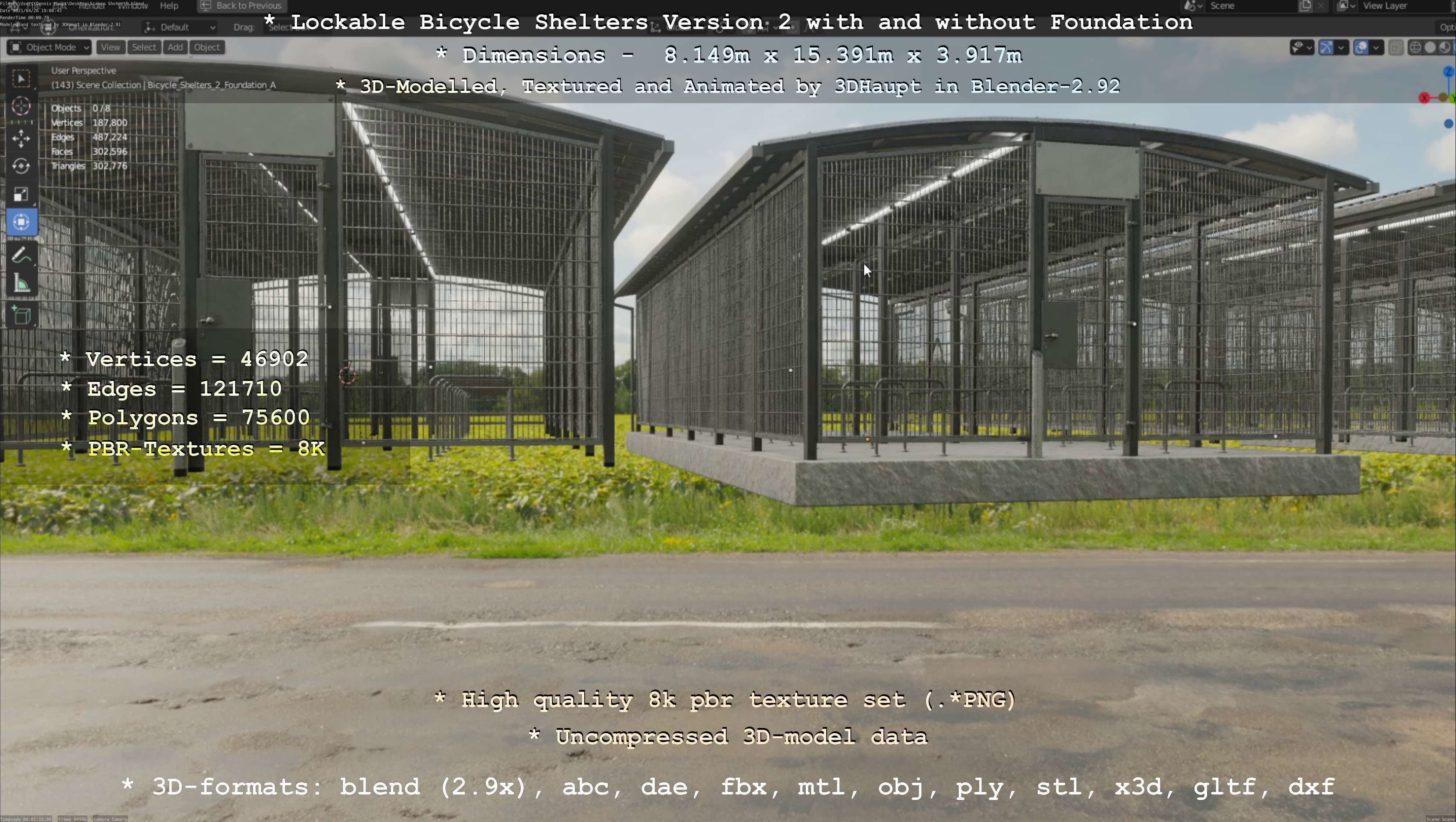 Lockable Bicycle Shelters Version 2 - Fahrradboxen Low-poly 3D model_58