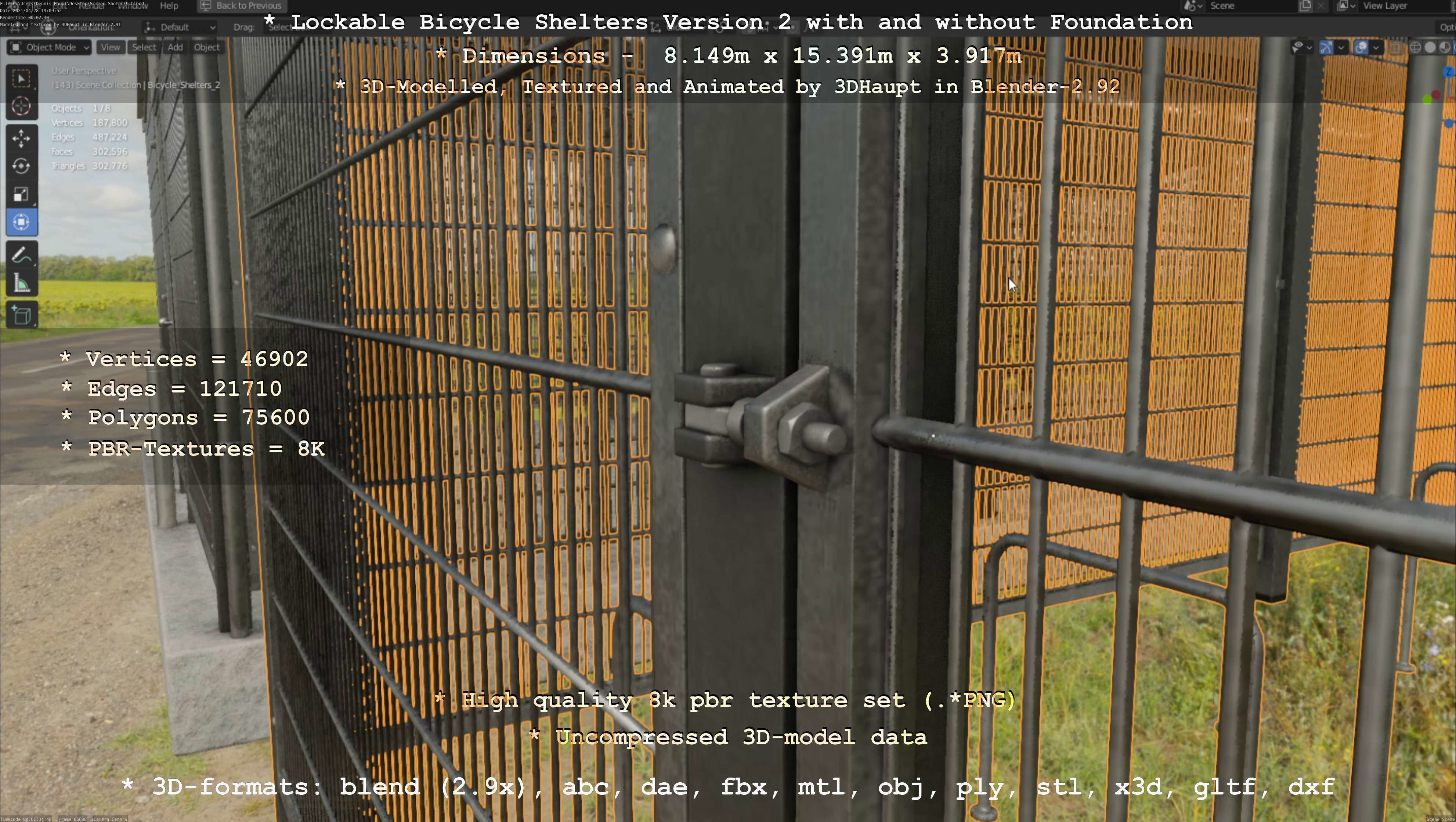 Lockable Bicycle Shelters Version 2 - Fahrradboxen Low-poly 3D model_72