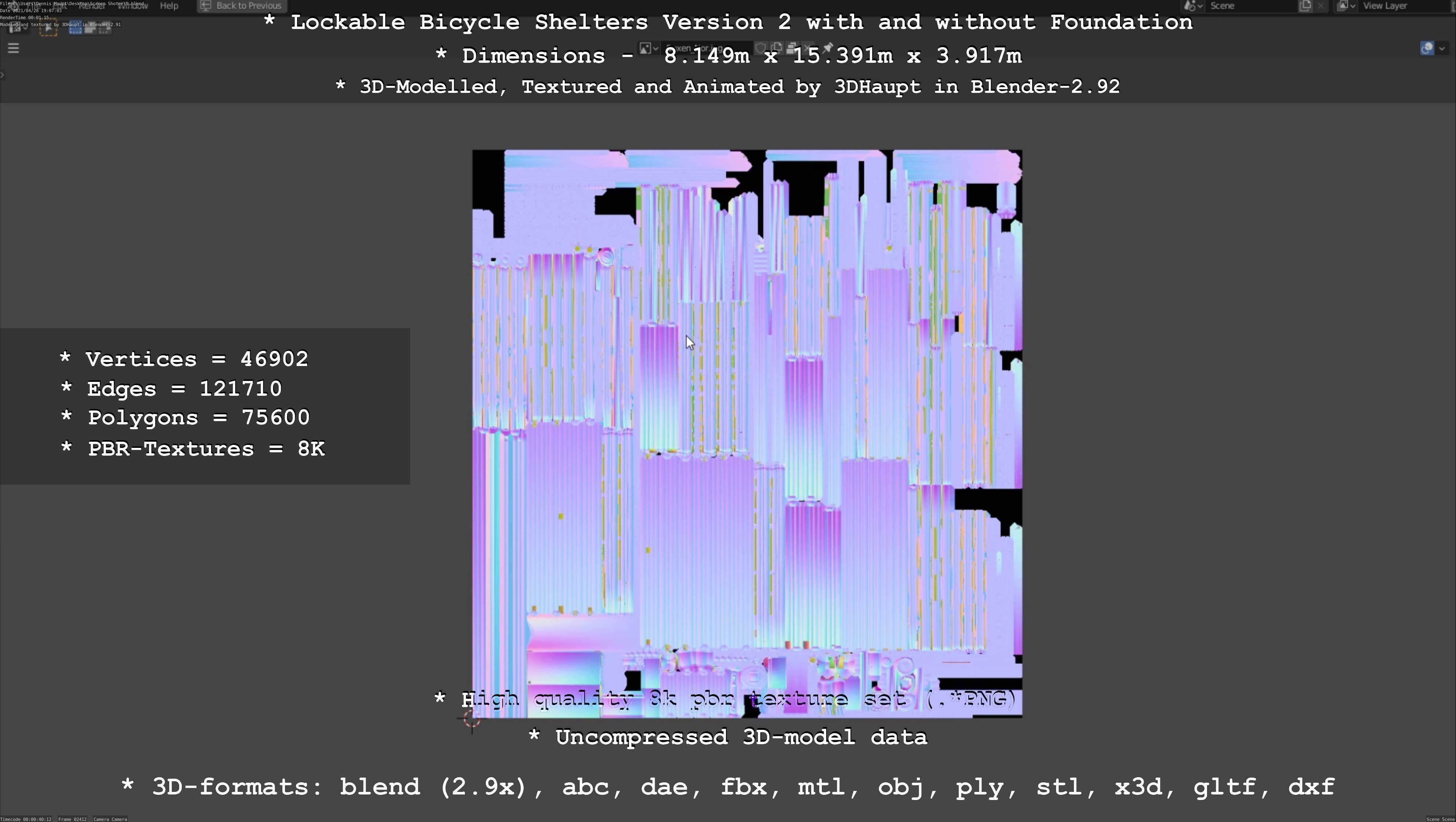 Lockable Bicycle Shelters Version 2 - Fahrradboxen Low-poly 3D model_39