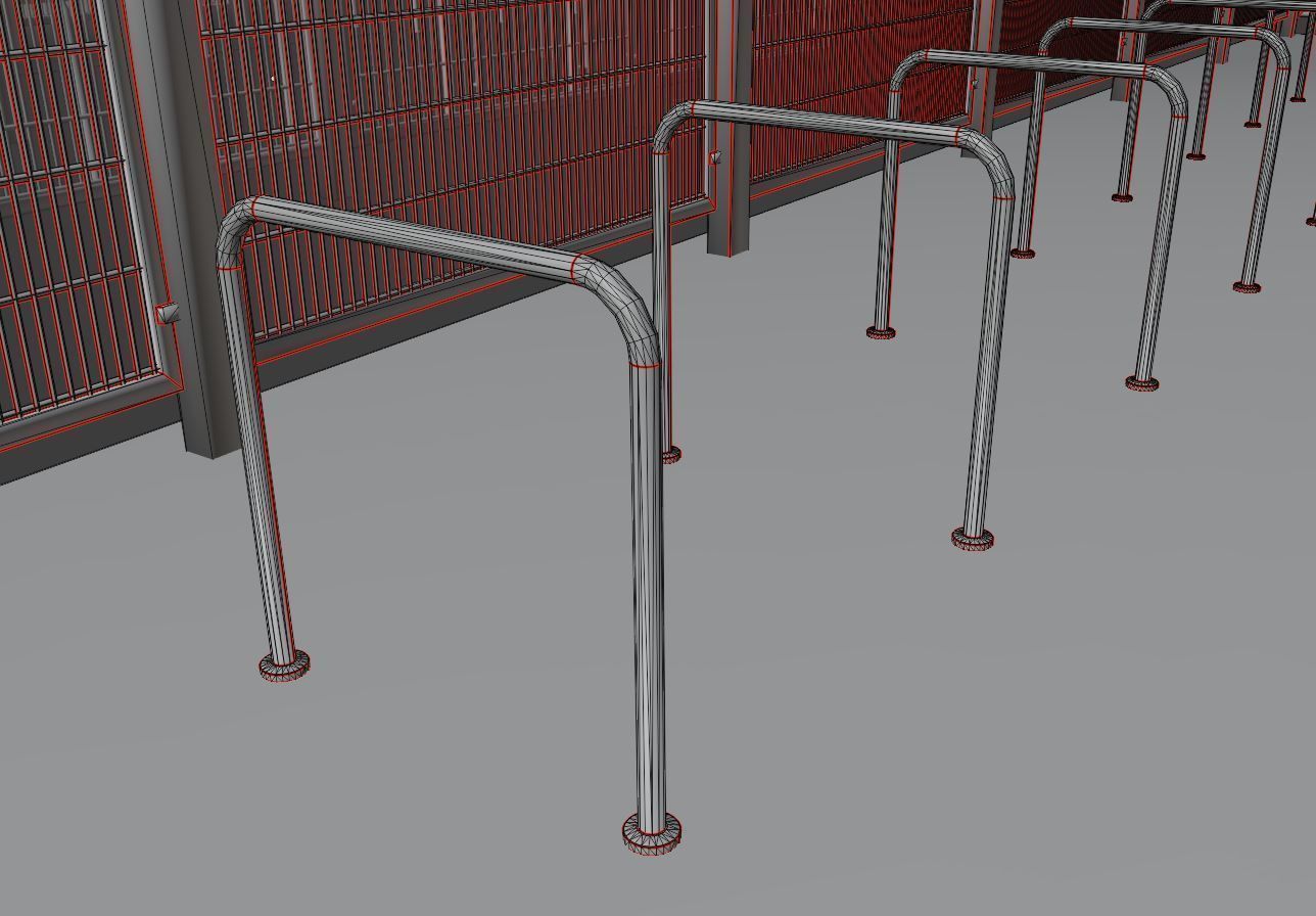 Lockable Bicycle Shelters Version 2 - Fahrradboxen Low-poly 3D model_16
