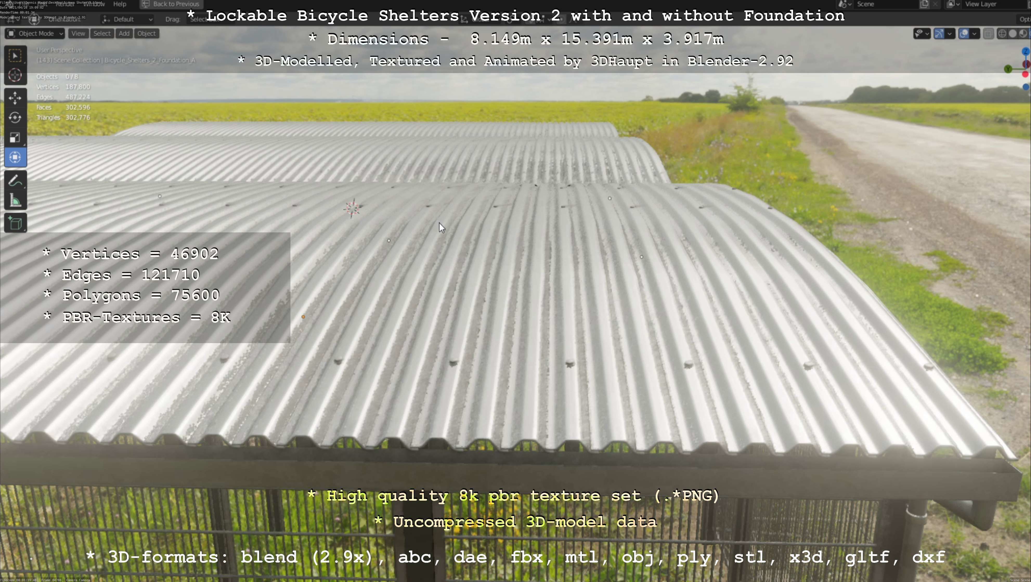 Lockable Bicycle Shelters Version 2 - Fahrradboxen Low-poly 3D model_60